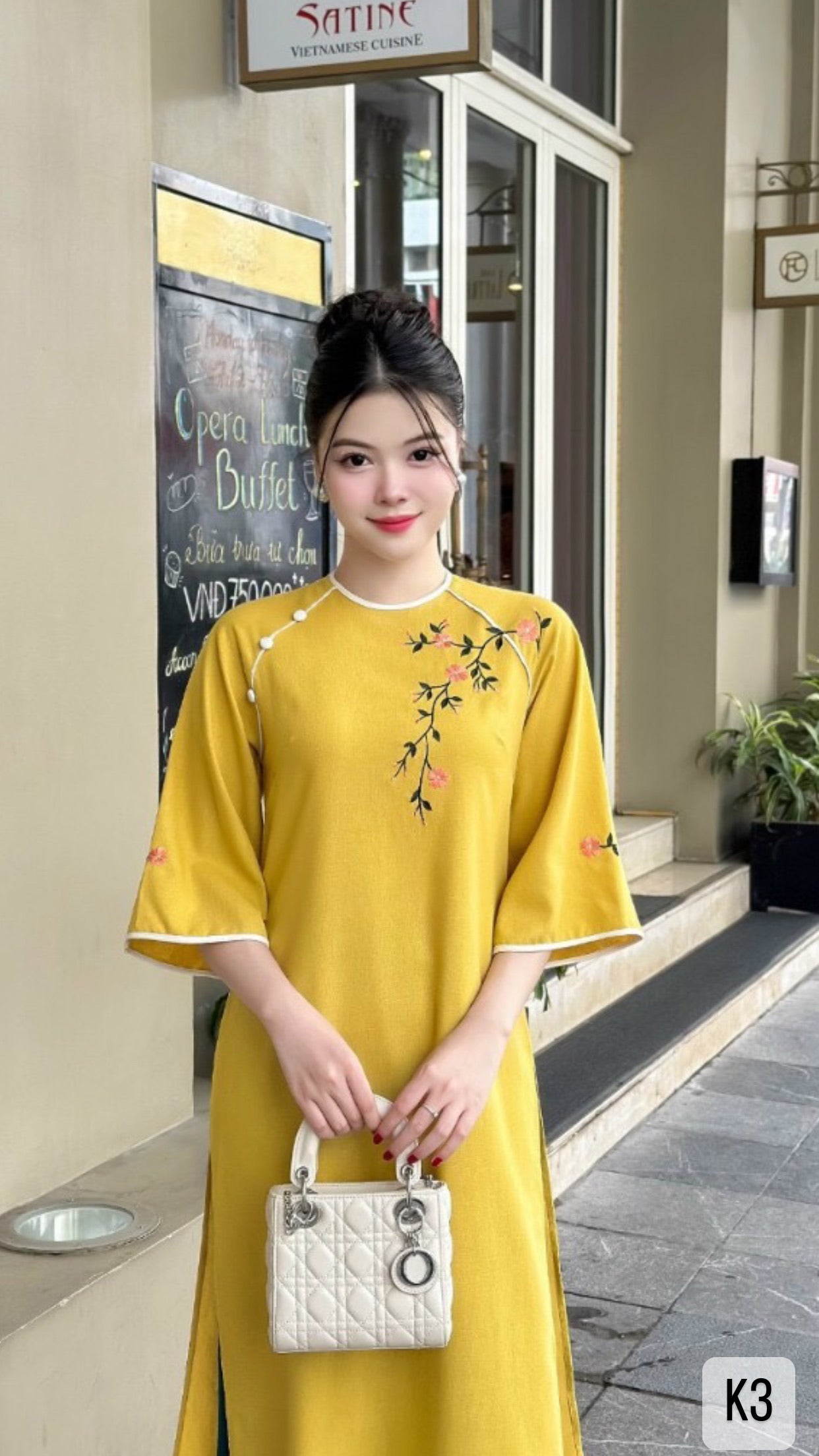 Yellow Ao Dai linen  |K02