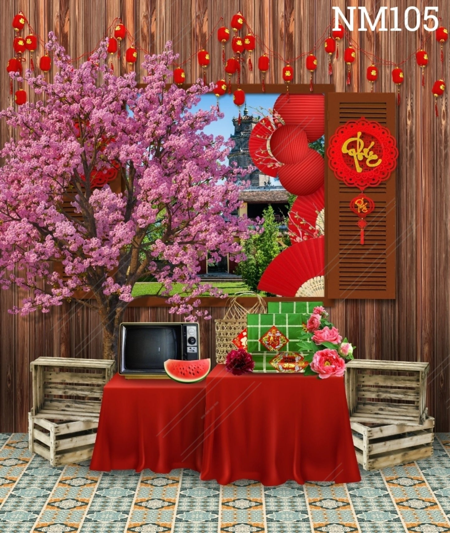 Tết Decoration Backdrop (Multiple style) 08