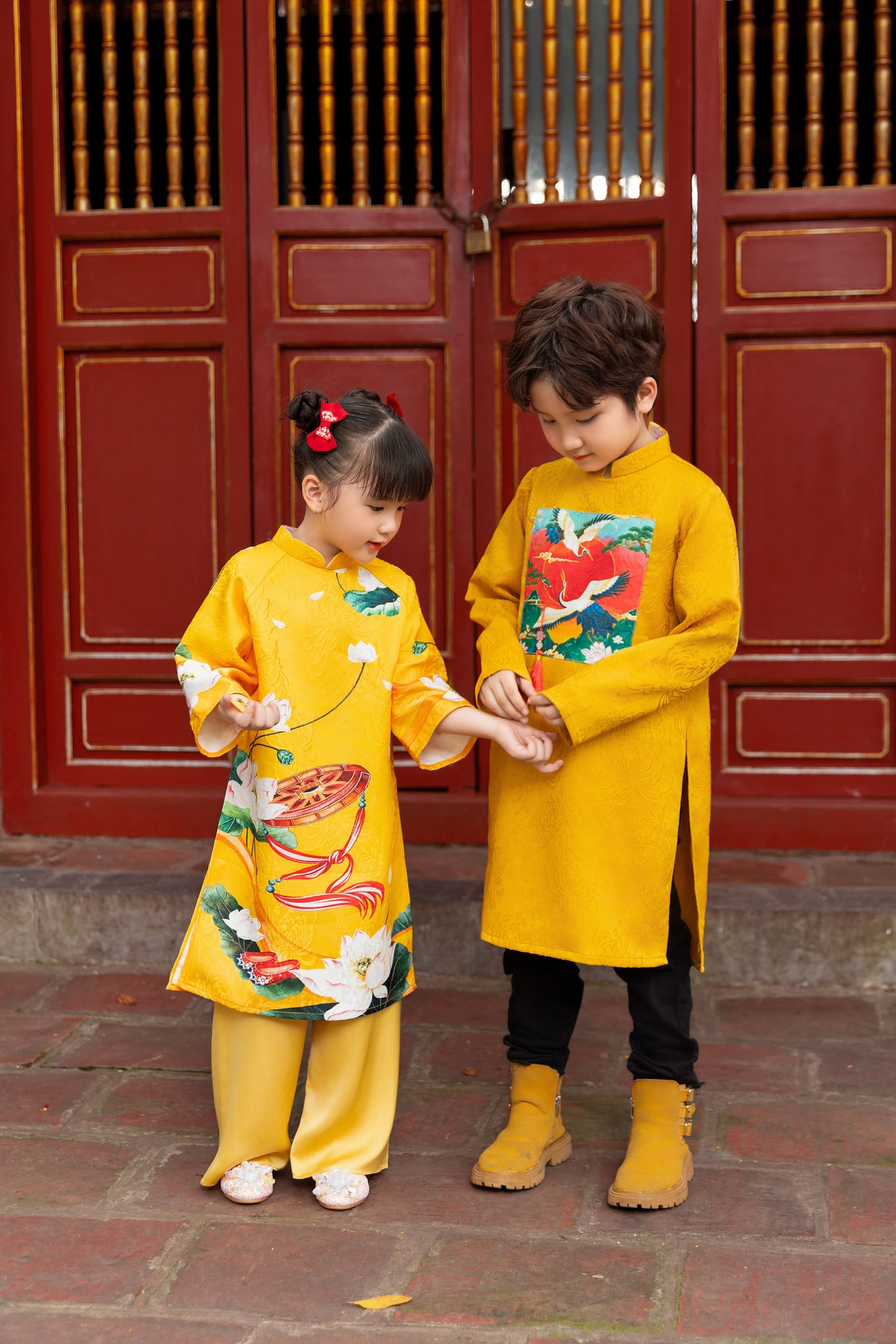 Ao Dai Boy Girl Yellow ( NO PANTS) BOY12