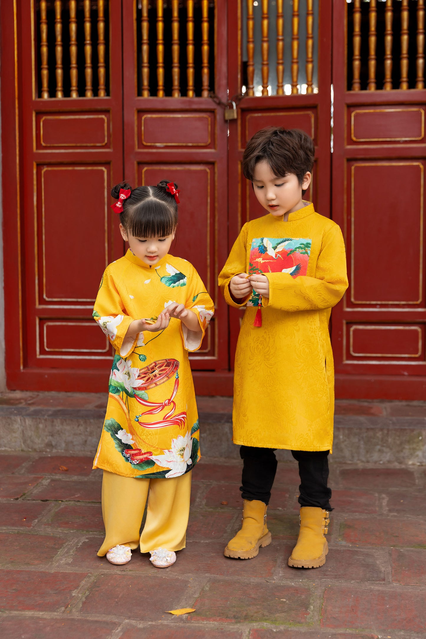 Ao Dai Boy Girl Yellow ( NO PANTS) BOY12