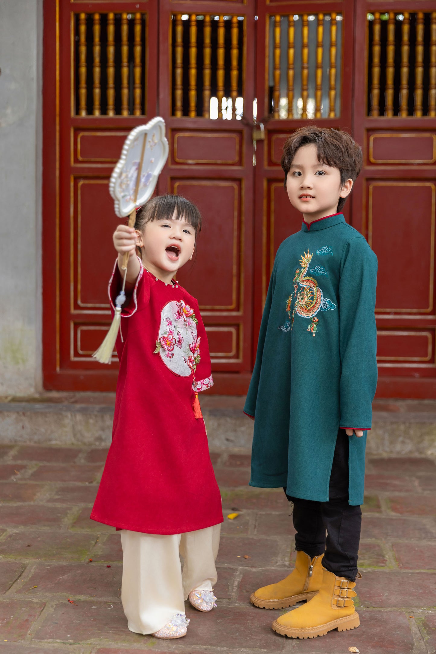 Ao Dai Boy green ( NO PANTS) BOY9
