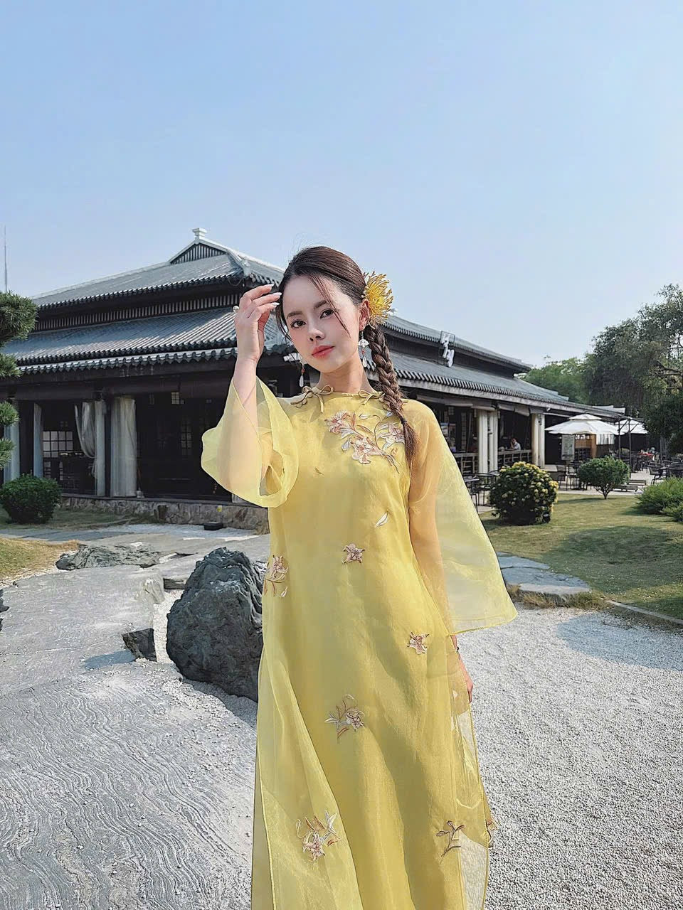 yellow Mommy and me matching ao dai set for women and girl| MB66