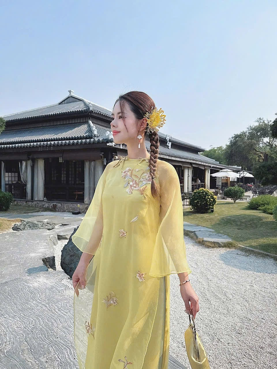 yellow Mommy and me matching ao dai set for women and girl| MB66