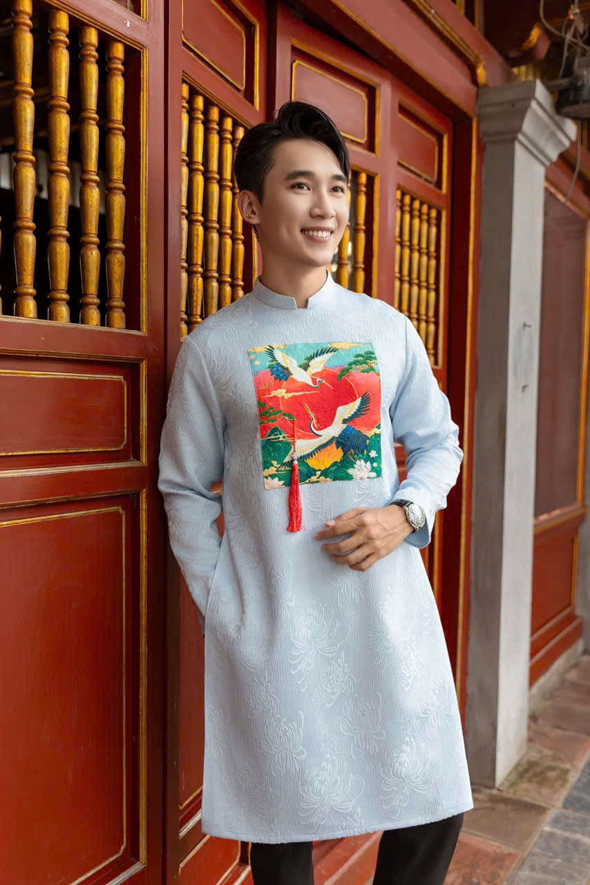 Ao Dai Men|Blue ao dai for men(No pants included) Lunar New Year | Vietnamese traditional ADN27