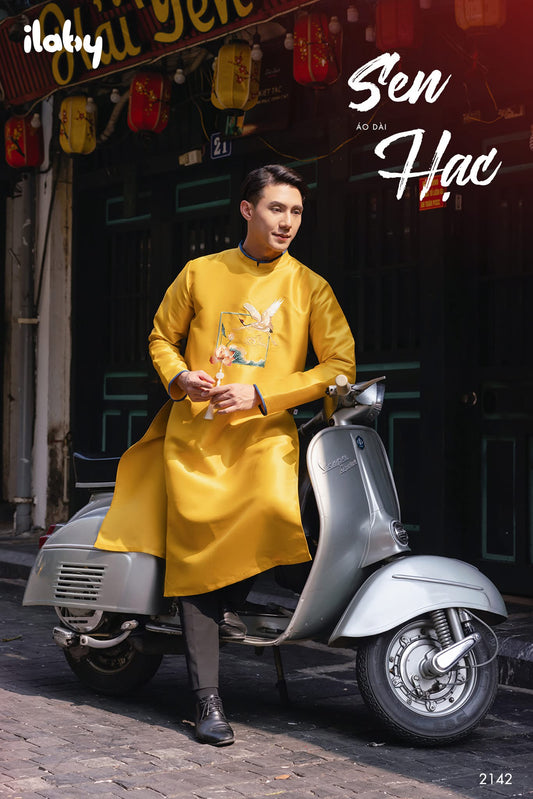 Yellow Embroidery Dad and Boy Ao dai  NO PANTS ADN17