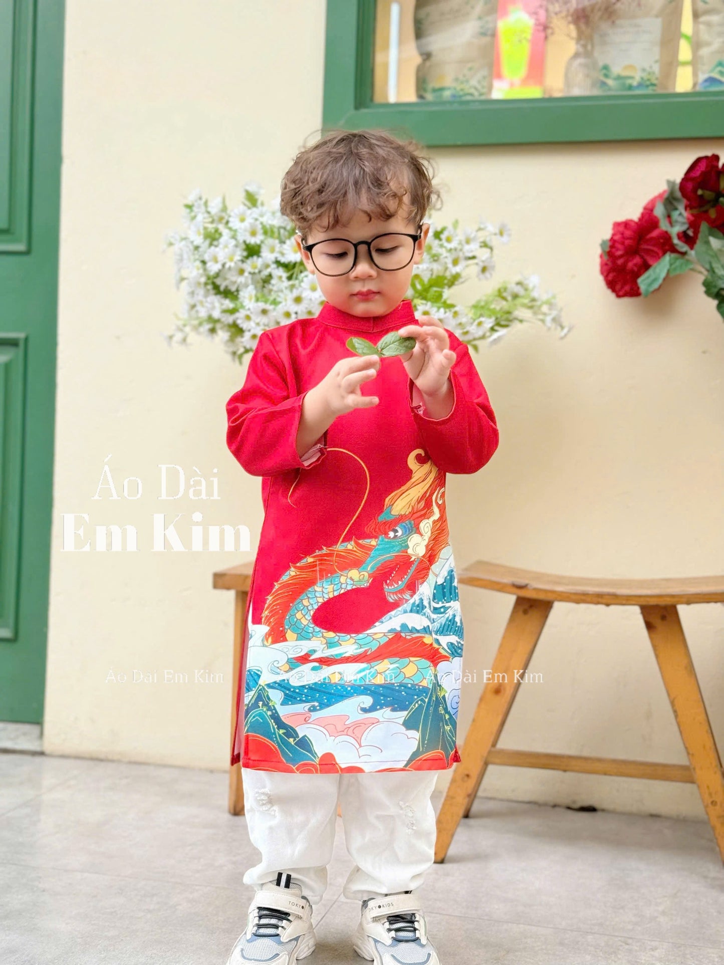 Ao Dai Boy red ( NO PANTS) BOY8
