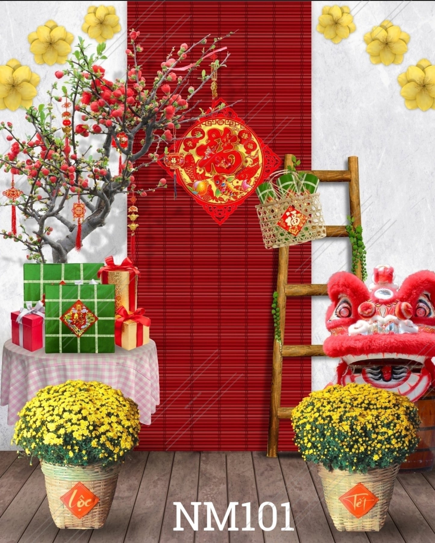 Tết Decoration Backdrop (Multiple style) 08