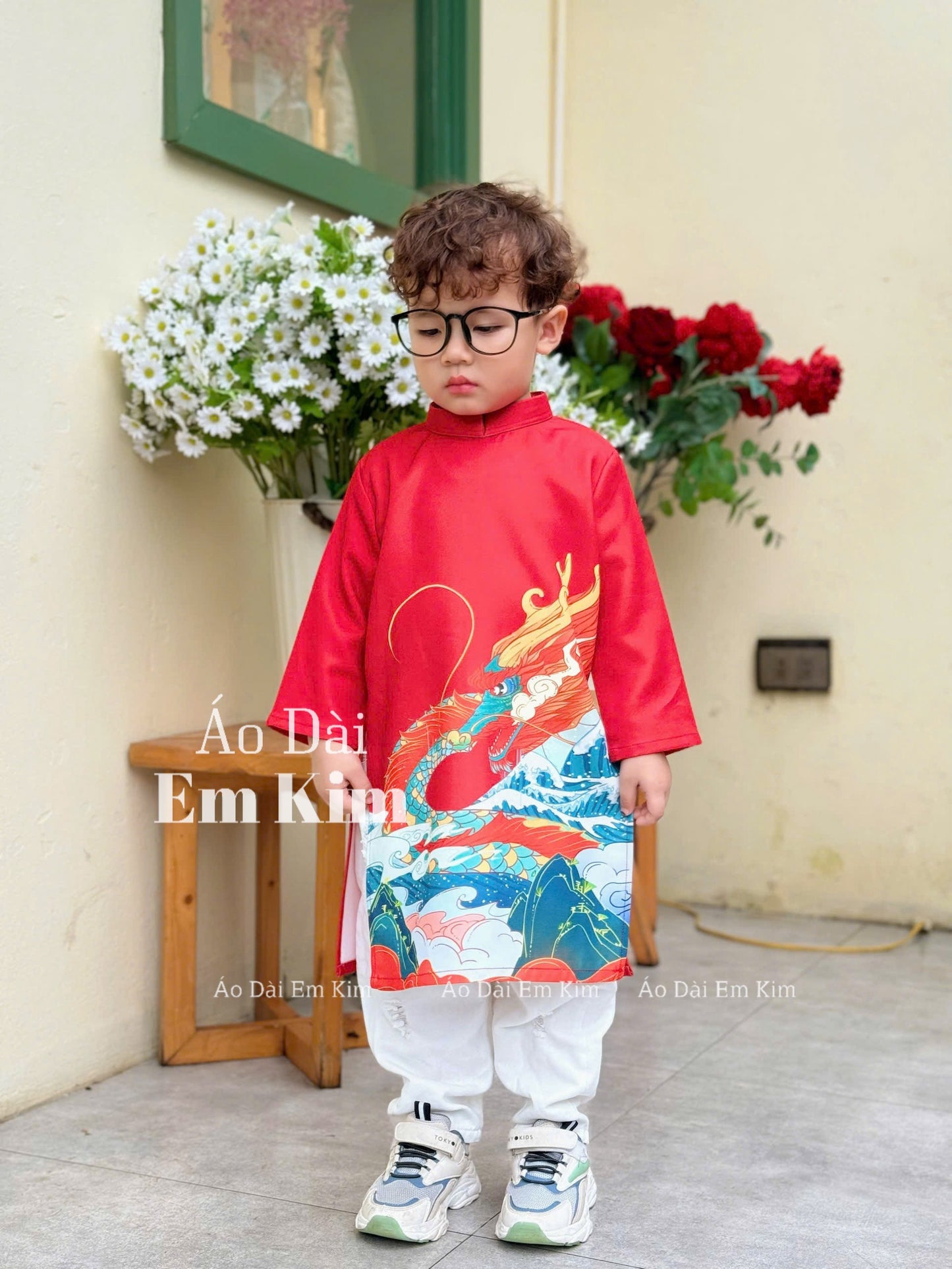 Ao Dai Boy red ( NO PANTS) BOY8