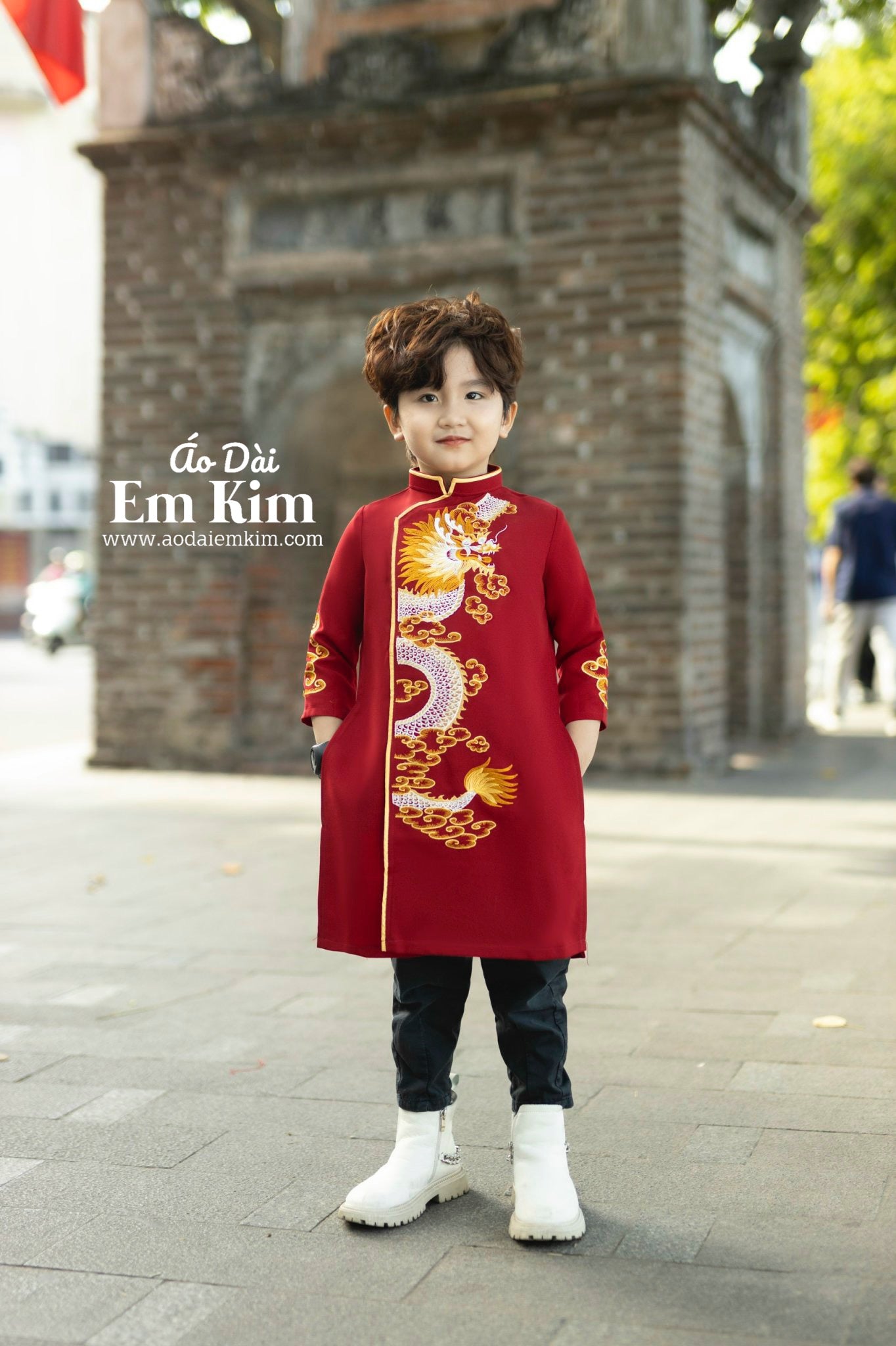 Ao Dai Boy Embroidery Dragon Top no pants\G21 a