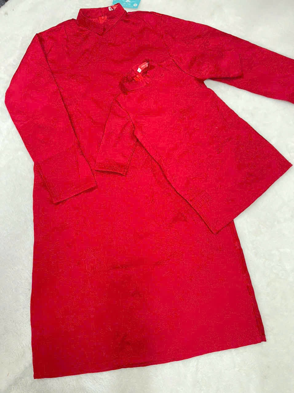 Red Embroidery Dad and Boy Ao dai NO PANTS| Ao Dai Kids| Pre-made Traditional Vietnamese Ao Dai | Lunar New Year | Ao Dai for Boy |ADN17