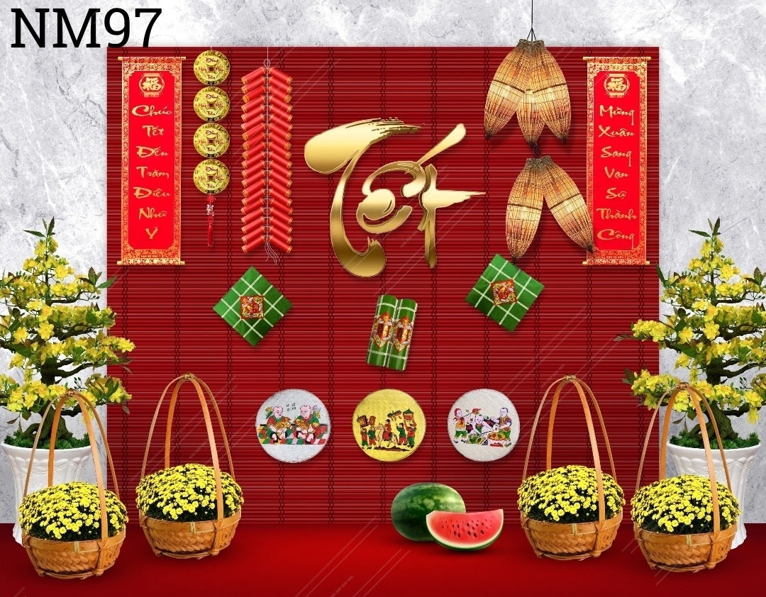 Tết Decoration Backdrop (Multiple style) 07