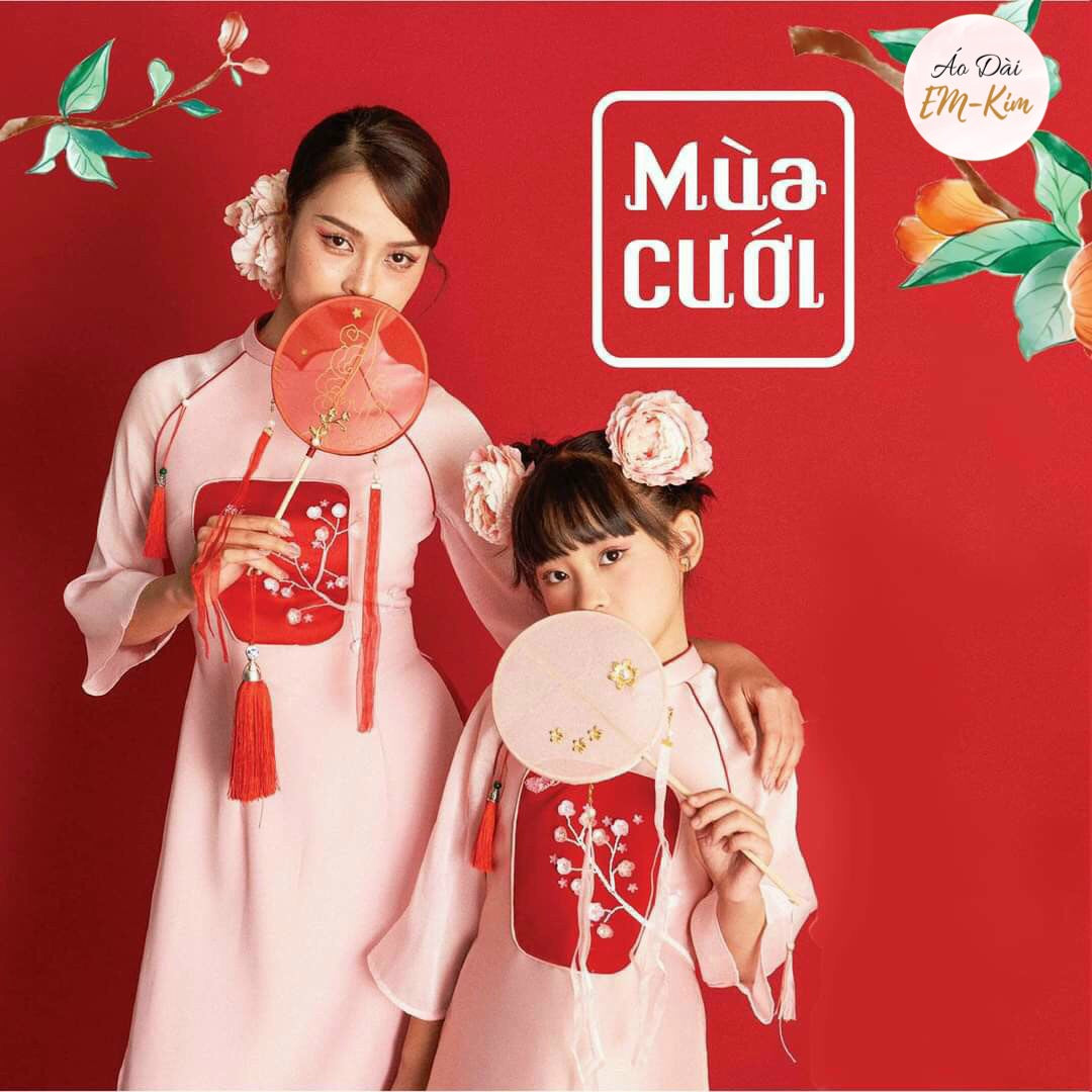Mommy and Daughter Pink/Red Flower Ao Dai/ MB19