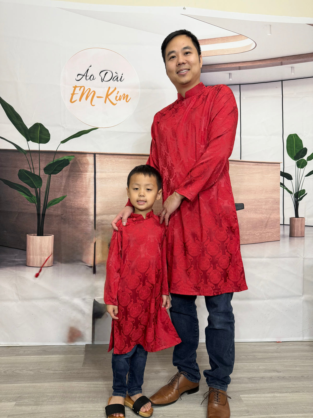 Red ao Dai gấm for boy Gd59D