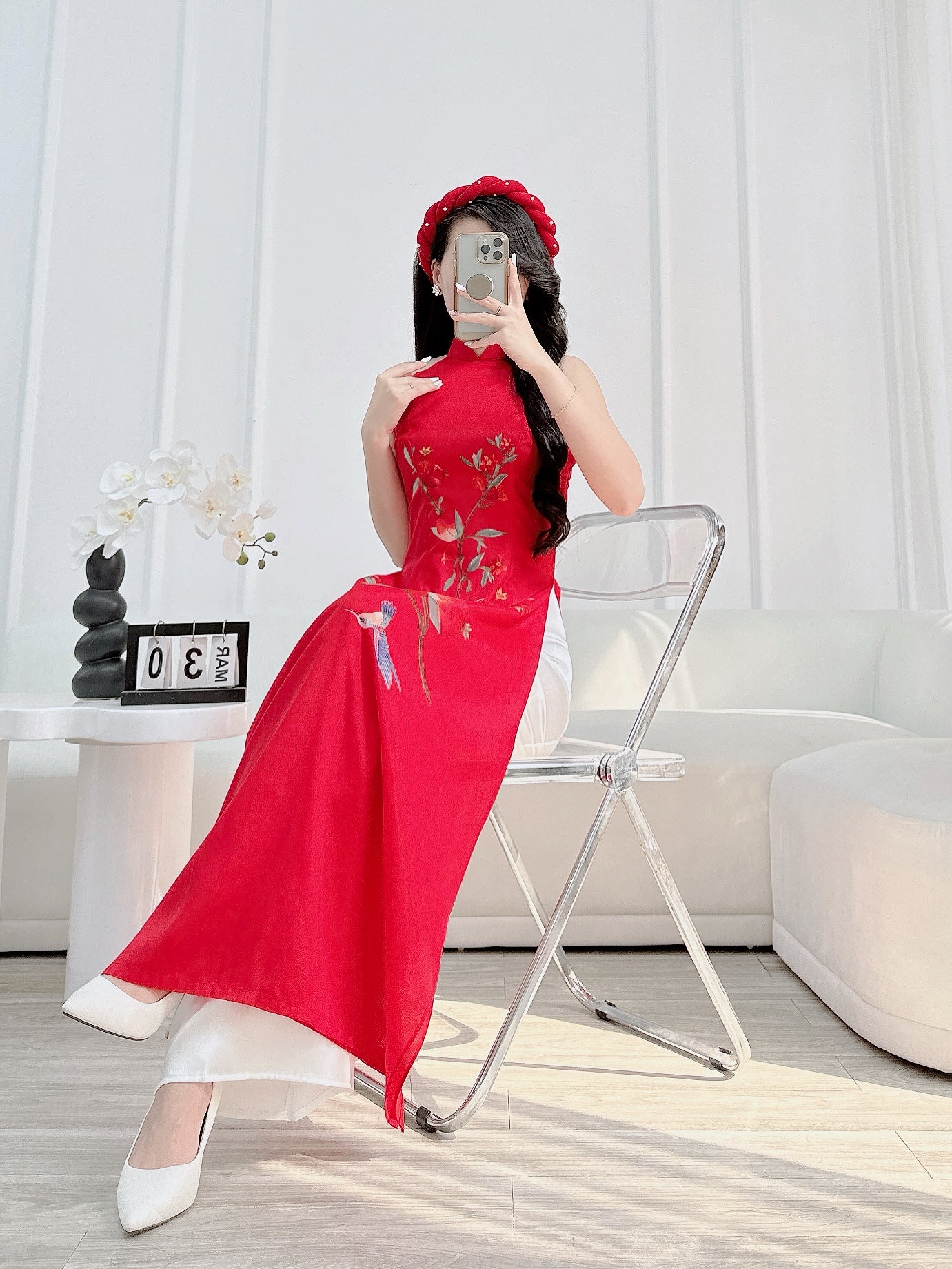 Sleeveless Ao Dài Yếm| Ao Dai Cach Tan with Pants S07