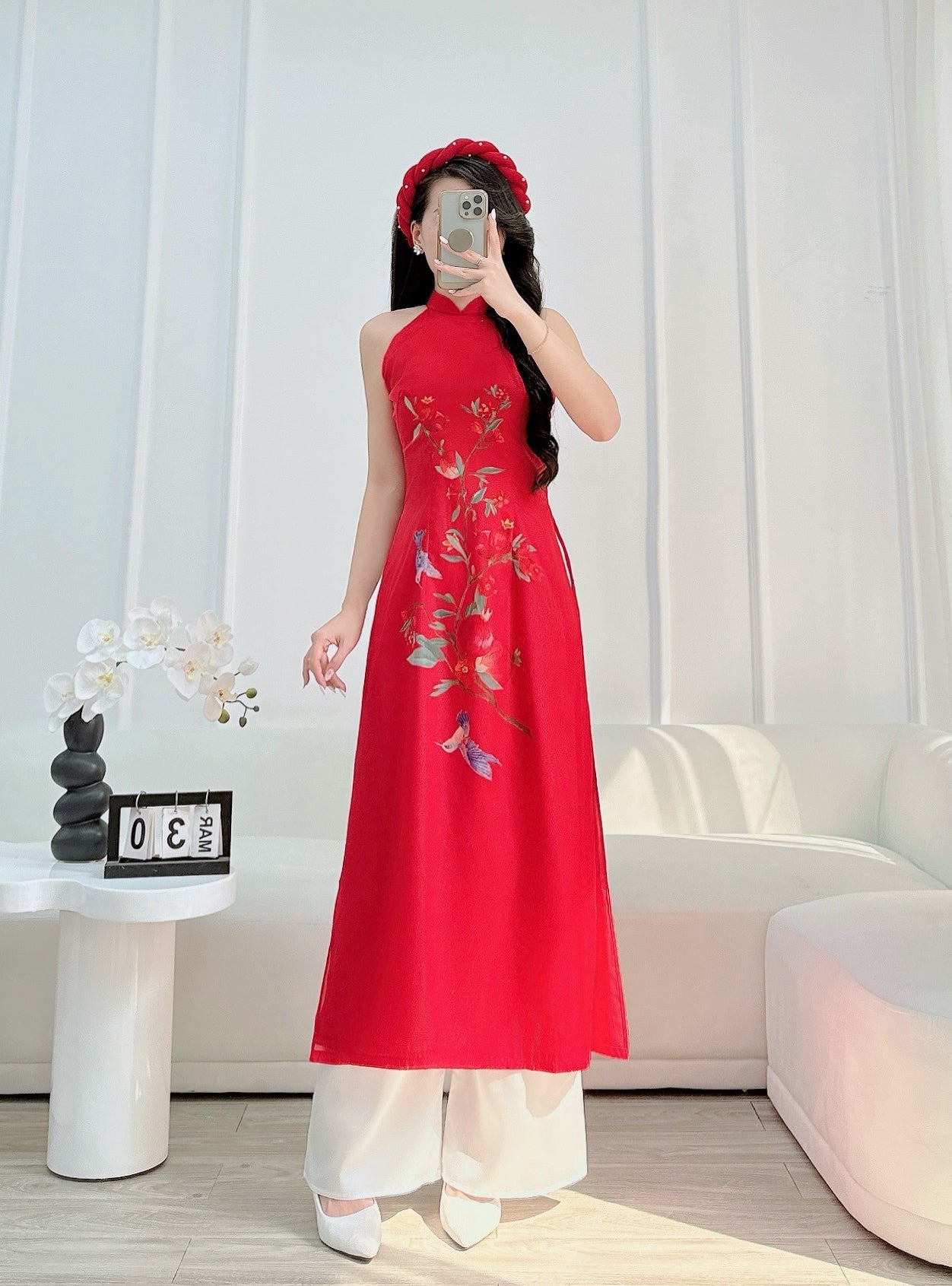 Sleeveless Ao Dài Yếm| Ao Dai Cach Tan with Pants S07