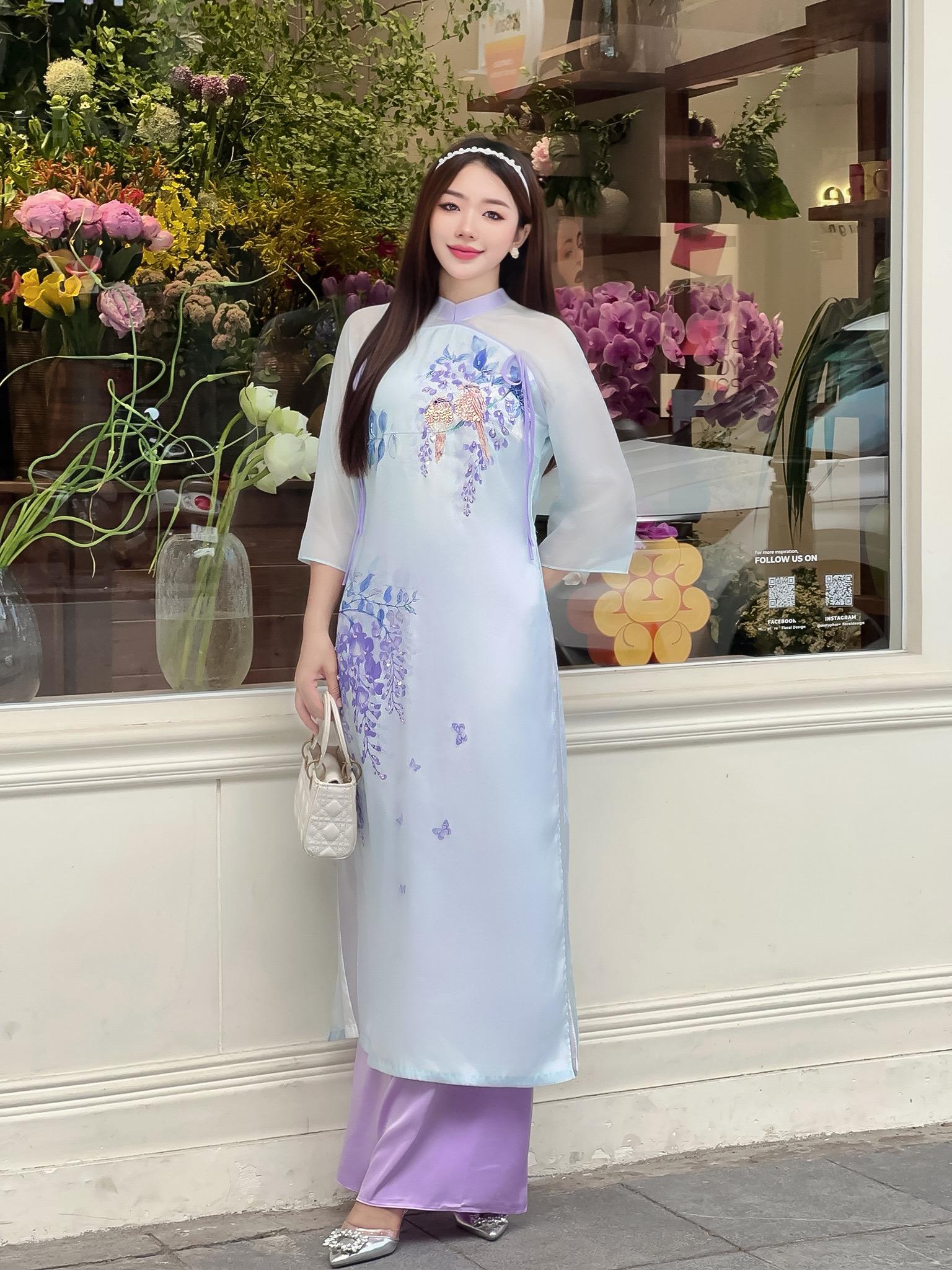 vietnamese silk dress Front Slit Silk Vietnamese Tunic Dress, Modern Silk Ao Dai, Custom Size AS59