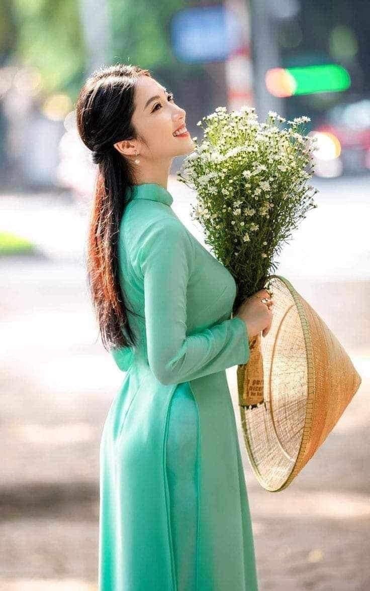 Ao Dai Chiffon Double Layers blue C6