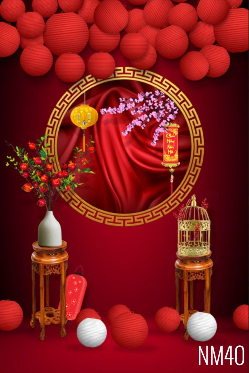 Tết decoration backdrop