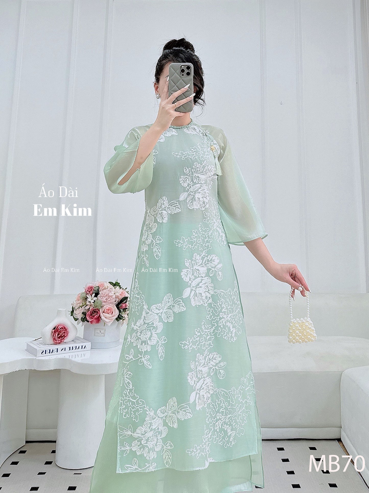 Mommy Daughter Mint embroidery matching dress MB78
