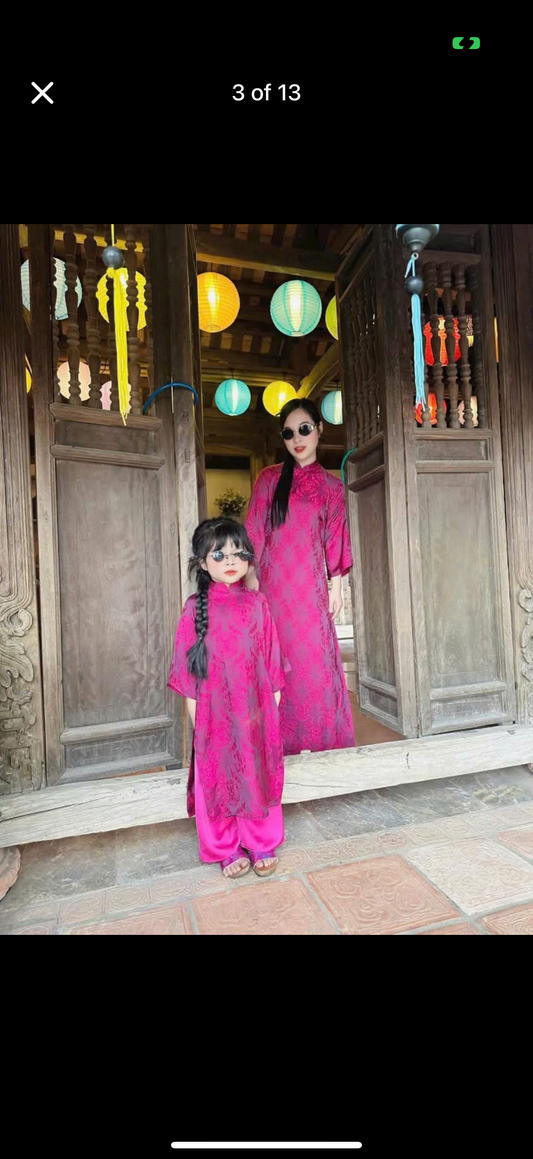 Girl gấm thọ áo dài kids| Ao Dai for girl  modern silk organza| | Lunar New Year| MB67