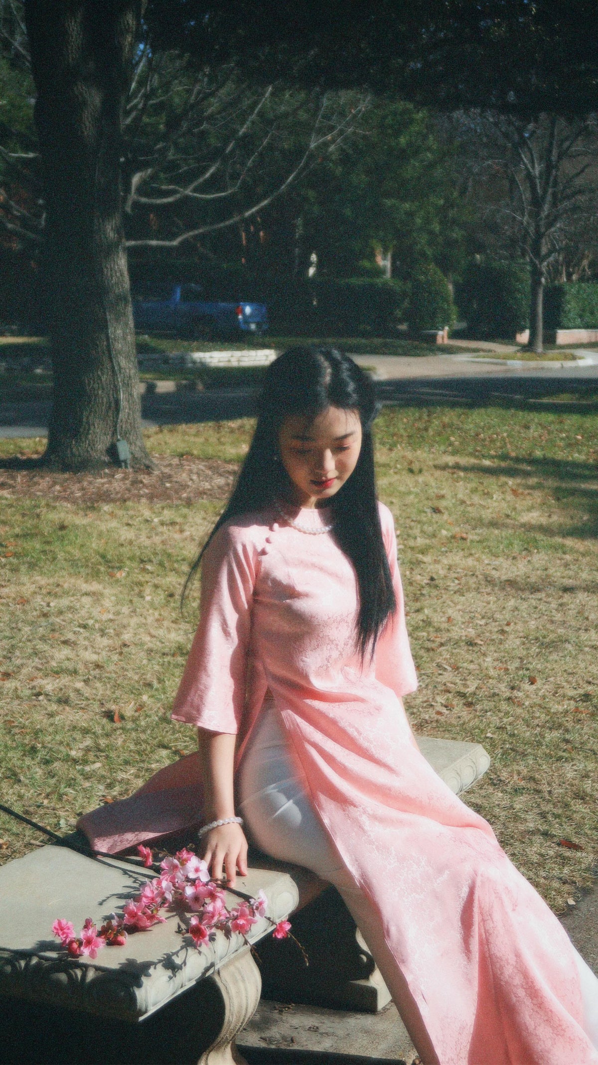 Gam Pink Mommy and Daughter EmFlower Ao Dai MB34