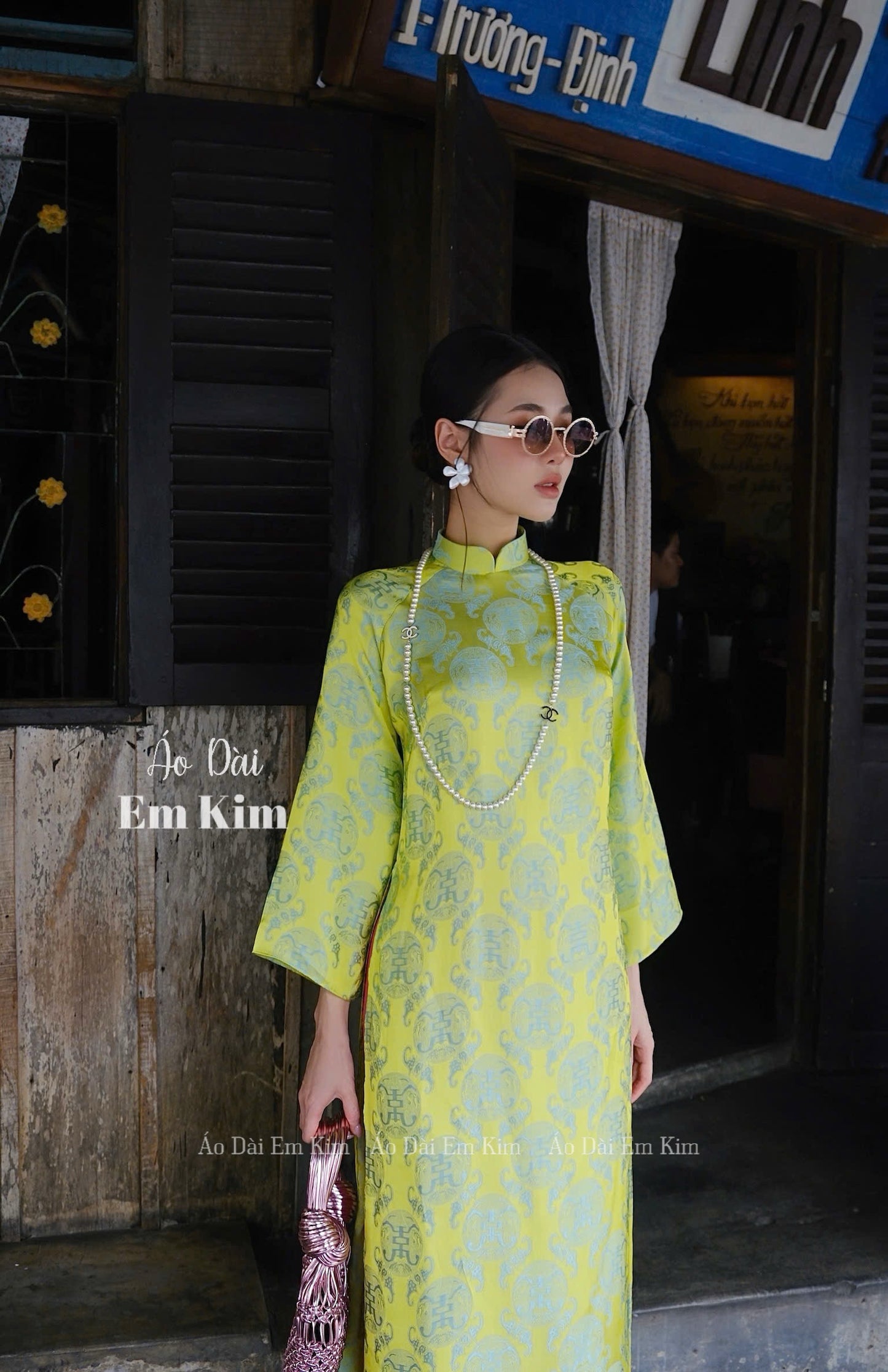 Vàng Gấm Ao Dai| Pre-made Vietnamese Dress for Lunar New Year Ao Dai Viet Nam|Ao Dai Cach Tan with Pants Q15