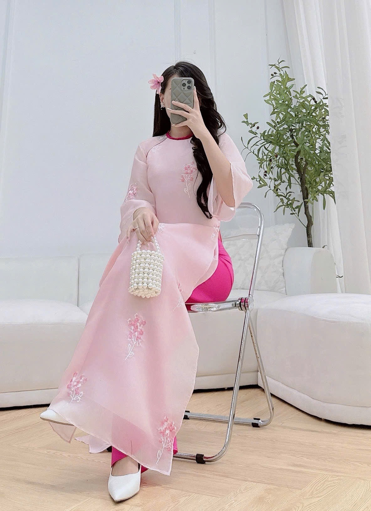 Mommy Daughter Pink  embroidery matching dress MB81