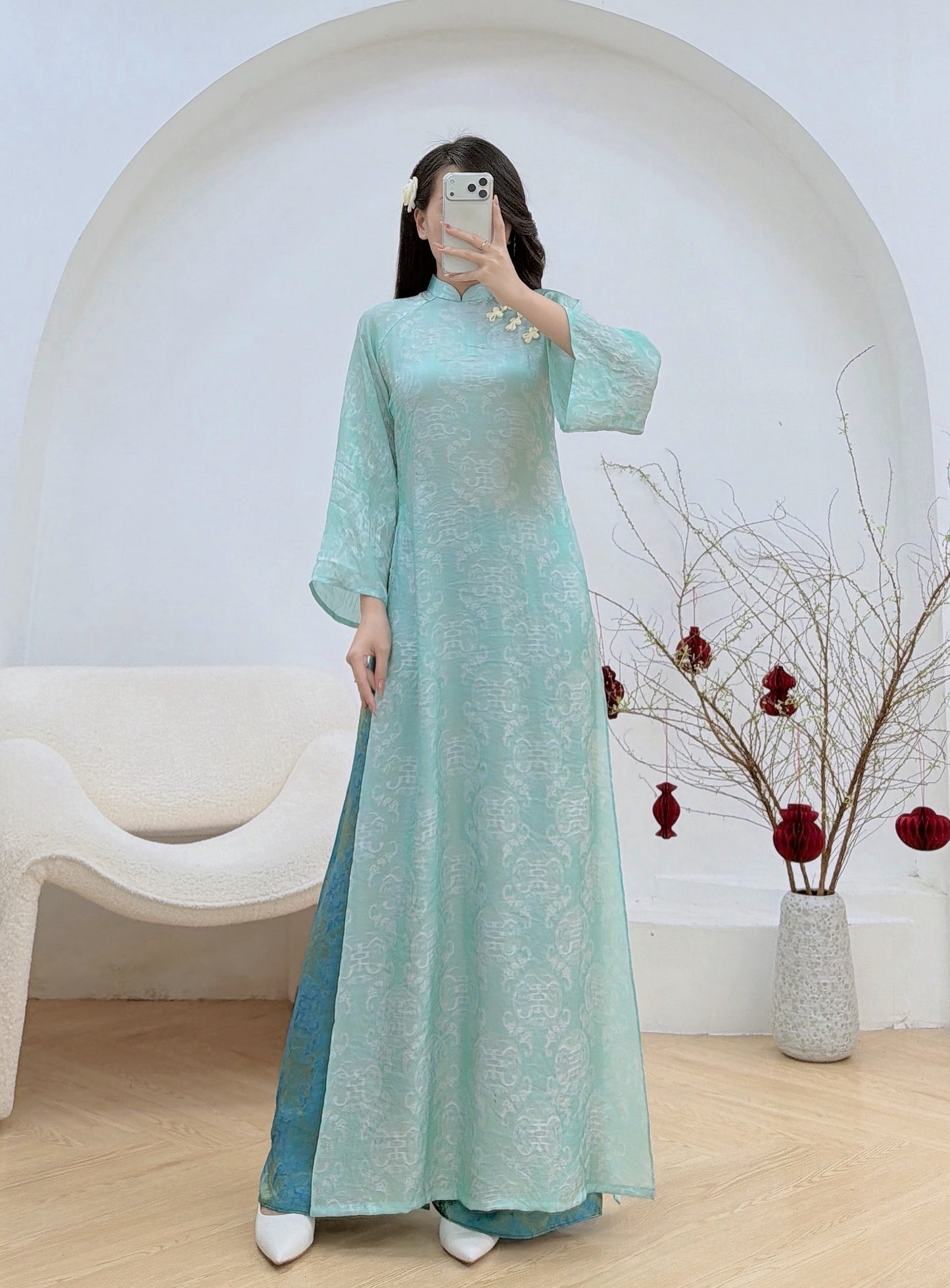 Gấm Thọ óng MINT  with gấm pants B48