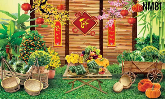 ( Pre-order -12 days) Tết Decoration Backdrop NM81