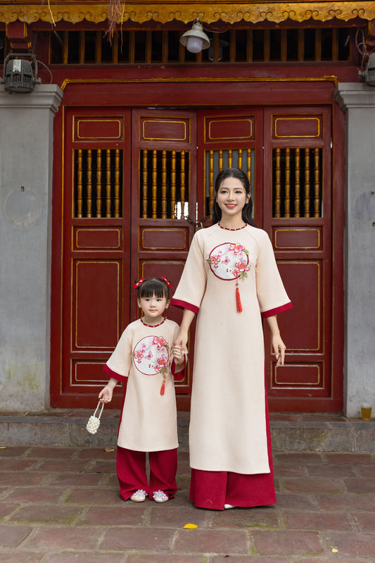 Tết Áo Dài đính hoa for girl