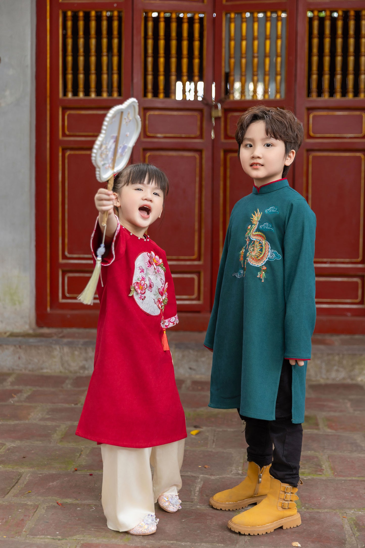 Ao Dai Boy green ( NO PANTS)  BOY9