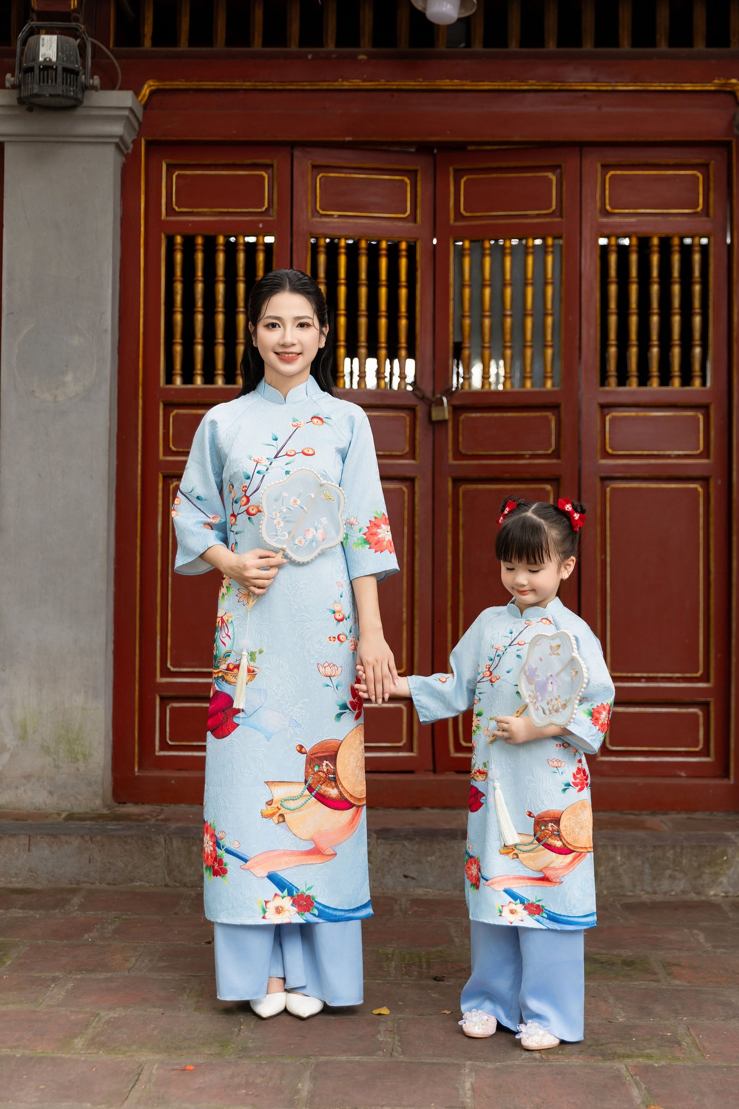 Blue  Family Matching Ao Dai, Pre-made Modernized Vietnamese Ao Dai, Ao Dai Lunar New Year/Matching Ao Dai Tet|GD52