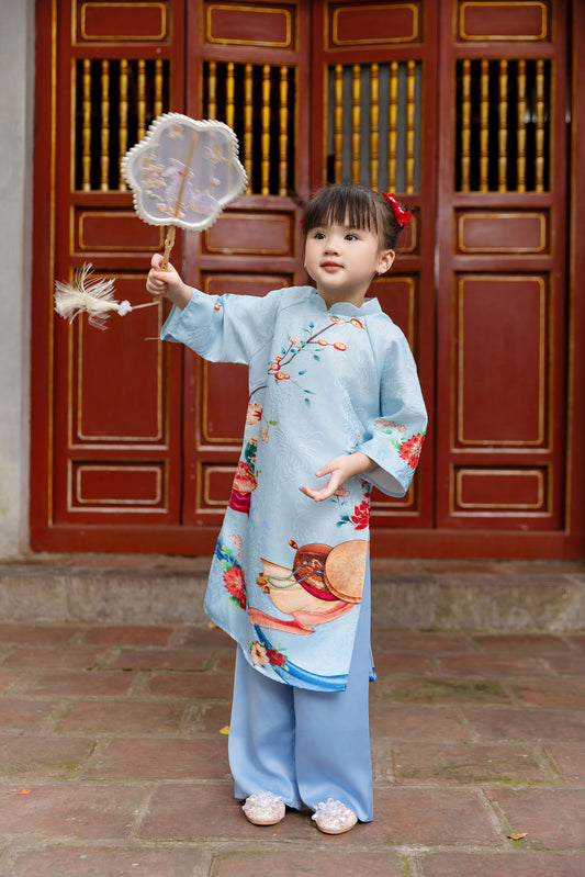 Gấm xốp Áo Dài for gỉrl hoa tết