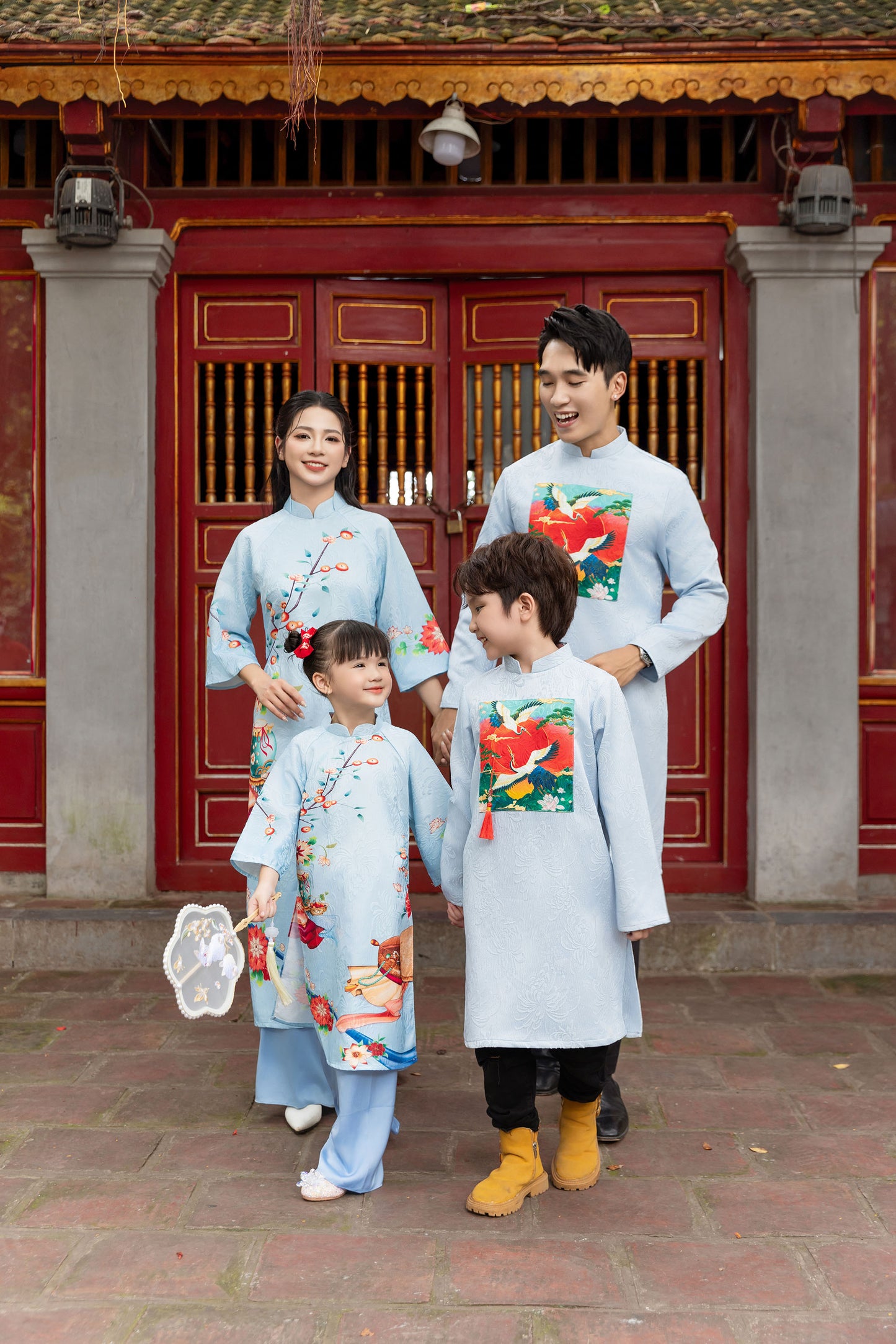 Blue  Family Matching Ao Dai, Pre-made Modernized Vietnamese Ao Dai, Ao Dai Lunar New Year/Matching Ao Dai Tet|GD52