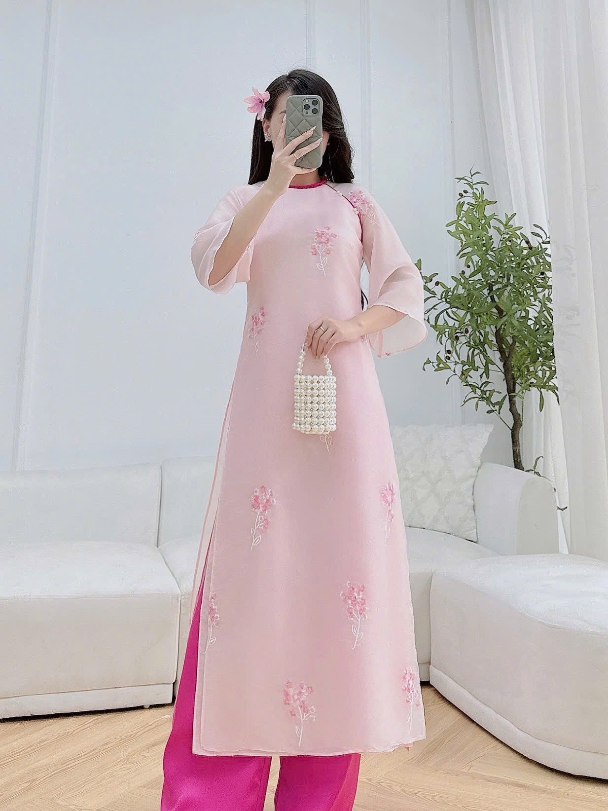 Mommy Daughter Pink  embroidery matching dress MB81