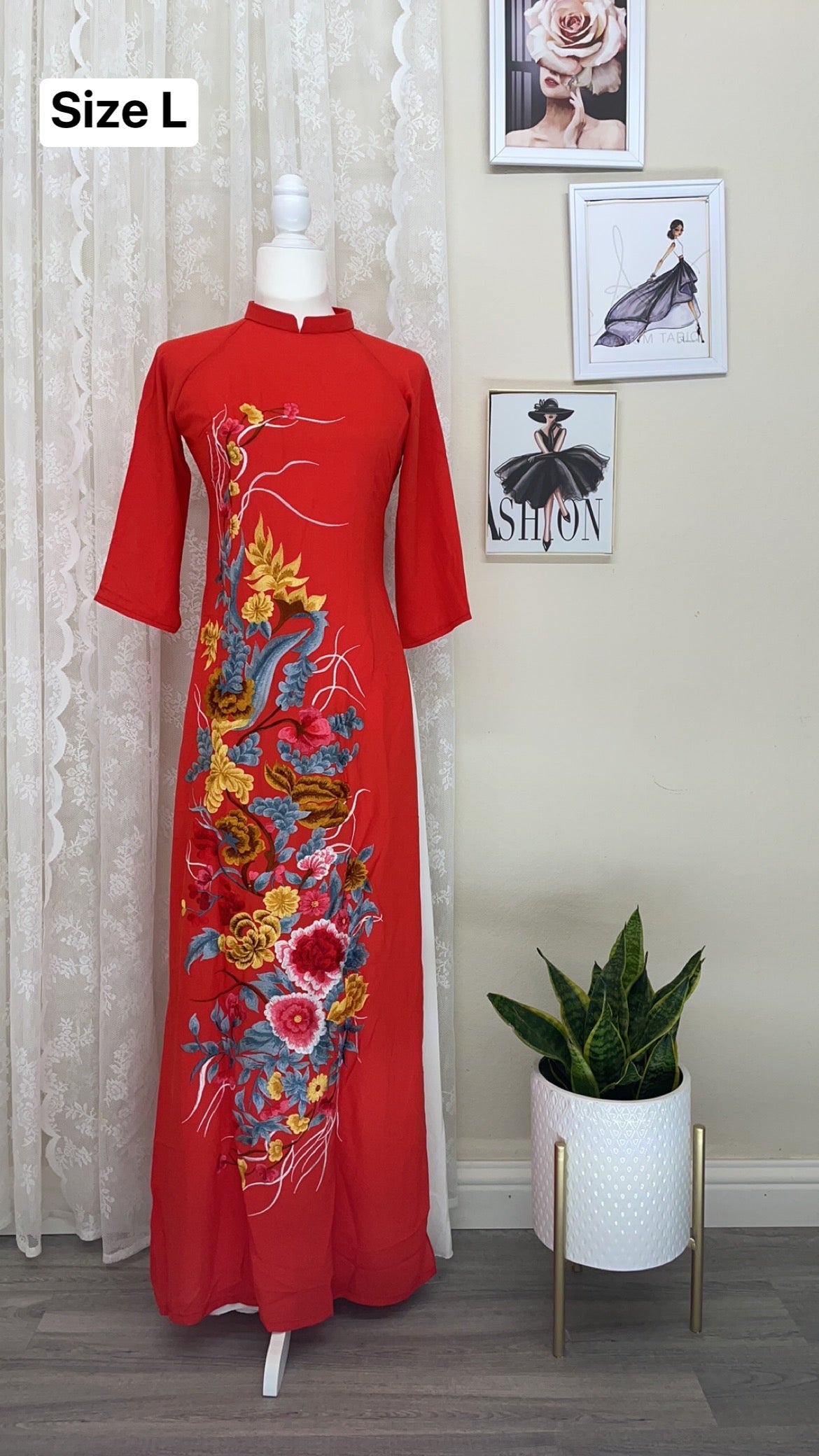 Mom's Ao Dai| Embroiderey Ao Dai/ Pre-made ao dai for women|Lunar New year||Vietnamese Dresses\ Z4