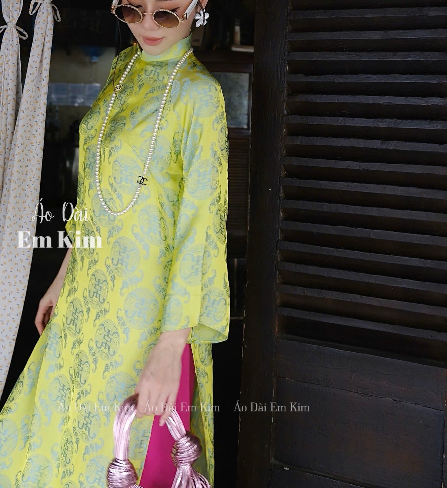 Vàng Gấm Ao Dai| Pre-made Vietnamese Dress for Lunar New Year Ao Dai Viet Nam|Ao Dai Cach Tan with Pants Q15