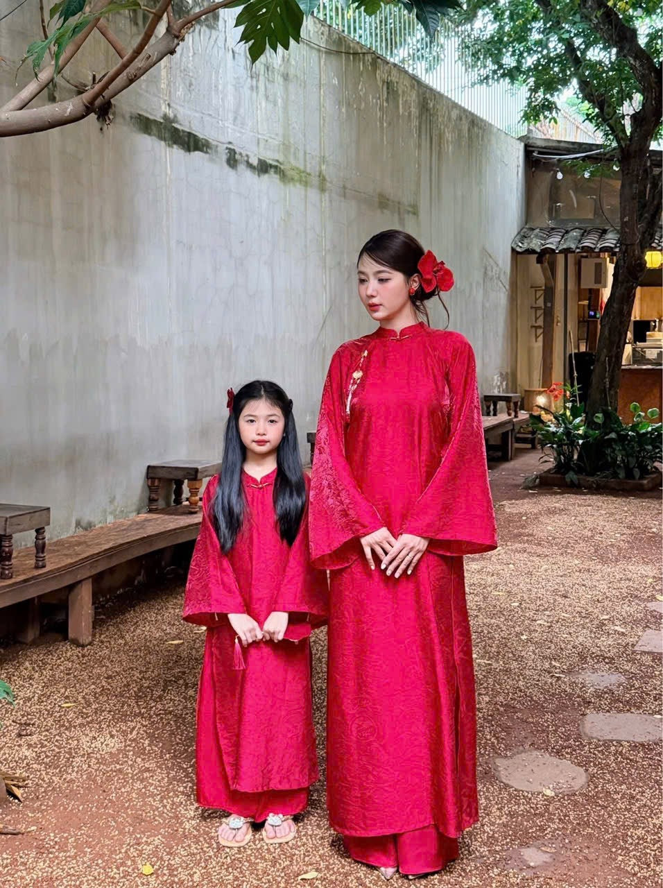 Tencel Mommy Daughter Red matching dress MB83