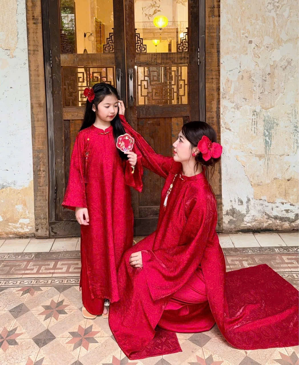 Tencel Mommy Daughter Red matching dress MB83