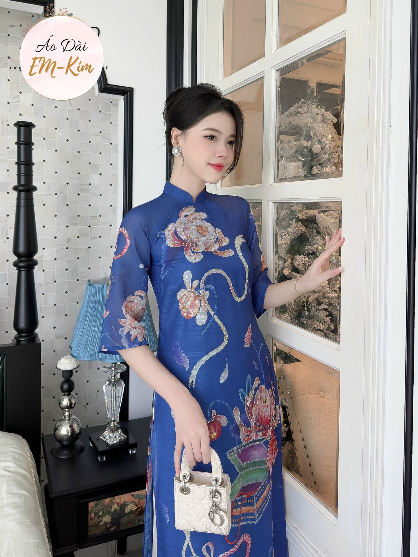 3D flowers Ao dai sets  with pants H7