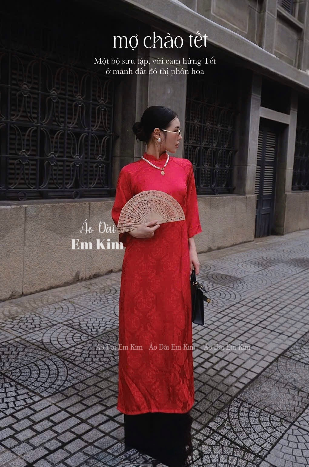 Đỏ Gấm Ao Dai| Pre-made Vietnamese Dress for Lunar New Year Ao Dai Viet Nam|Ao Dai Cach Tan with Pants Q13