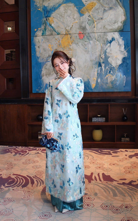 KIM SA BLUE Ao Dài Cách Tân B47