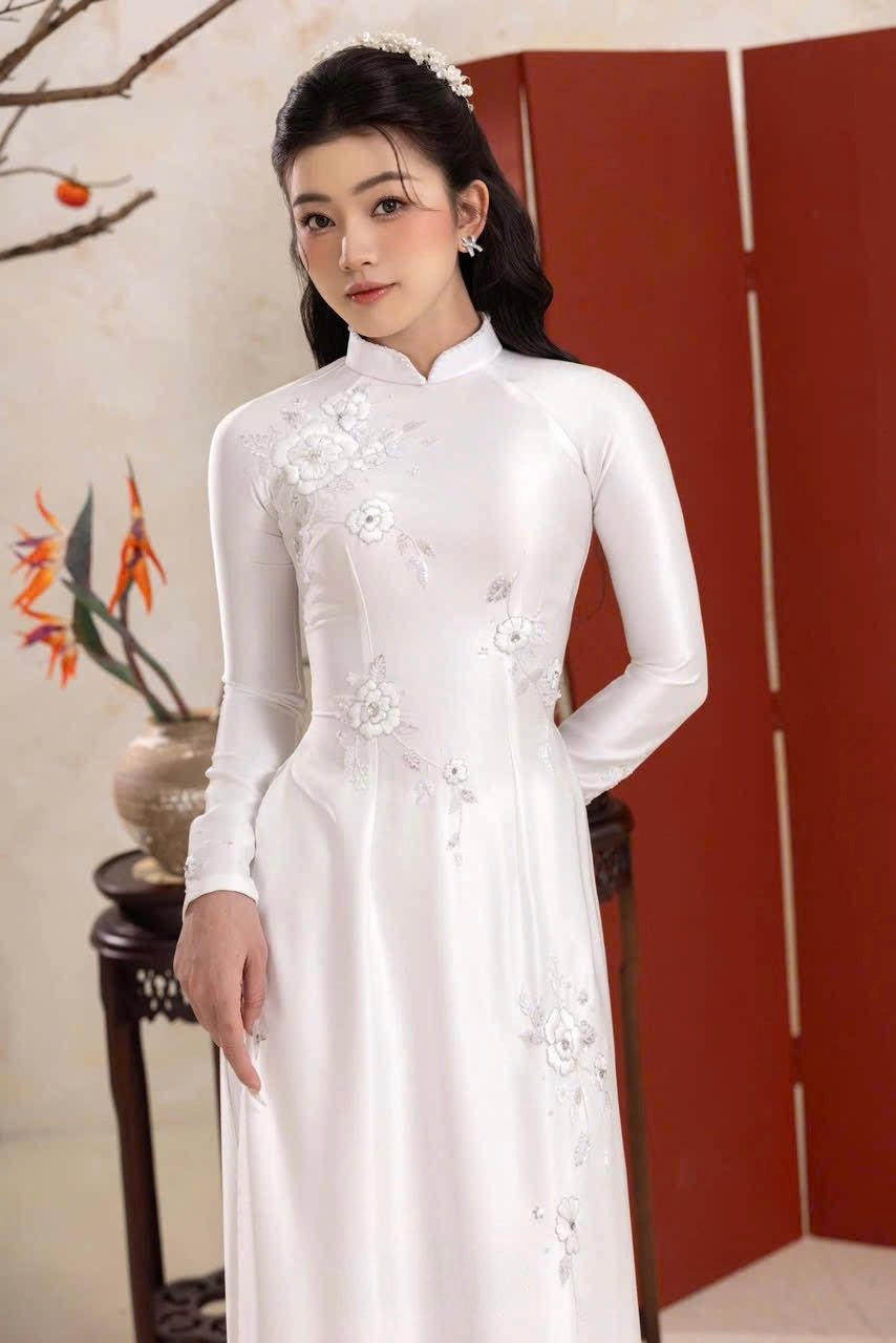 Ready to ship  - Bridal Ao Dai Red And White BL01