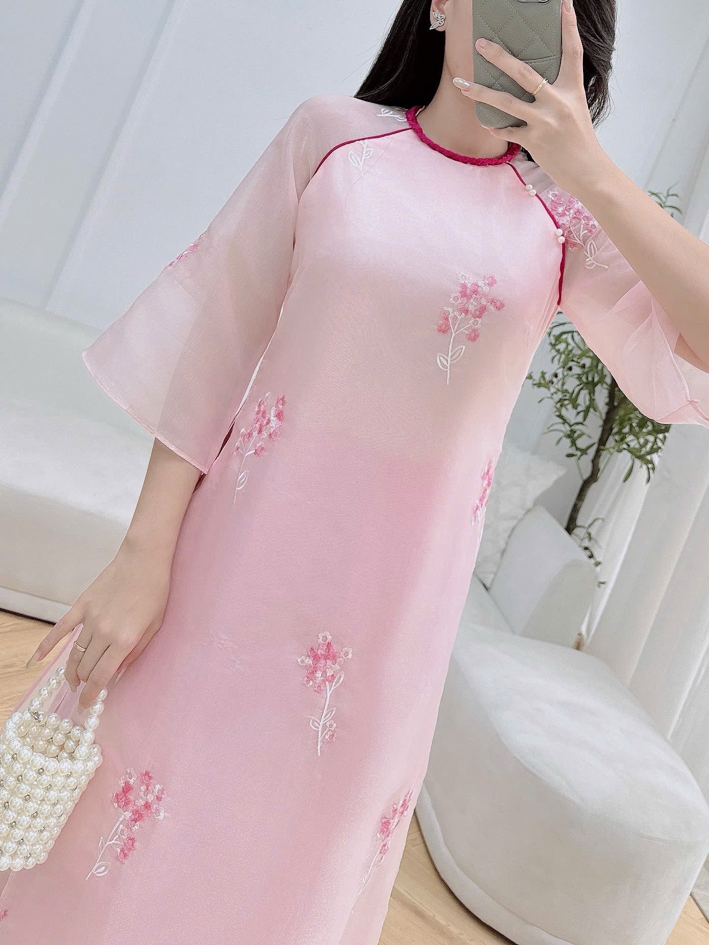 Mommy Daughter Pink  embroidery matching dress MB81
