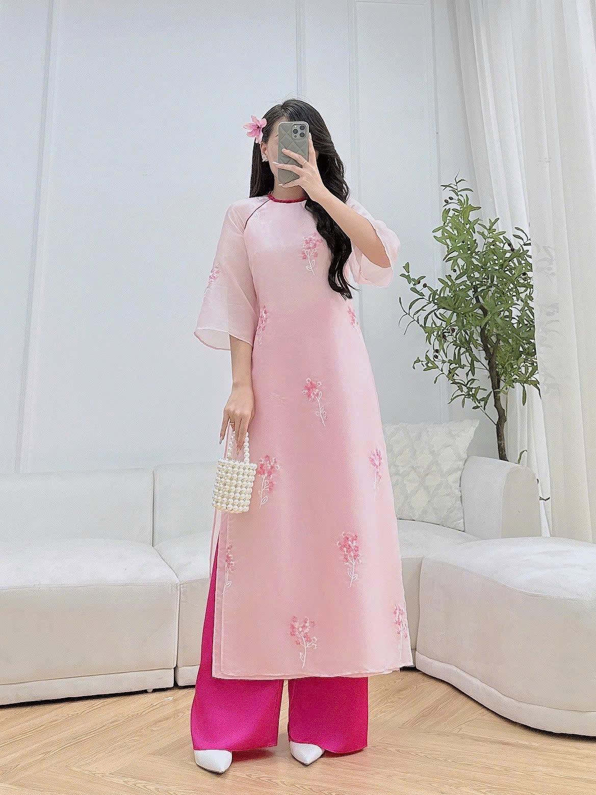 Mommy Daughter Pink  embroidery matching dress MB81