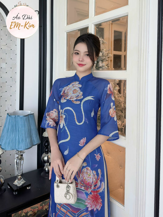 3D flowers Ao dai sets  with pants H7