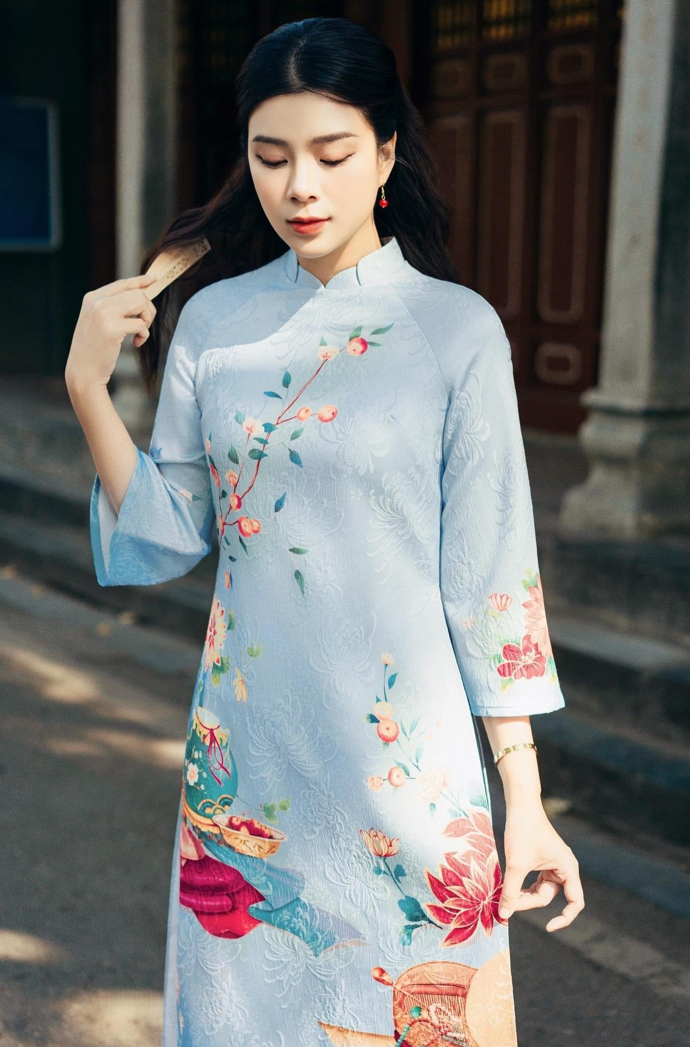 New Year Ao Dai | Pre-made Vietnamese Dress for Lunar New Year Ao Dai Viet Nam|Ao Dai Cach Tan with Pants Q27