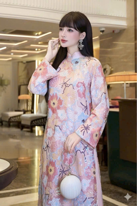 KIM SA PINK Ao Dài Cách Tân B43