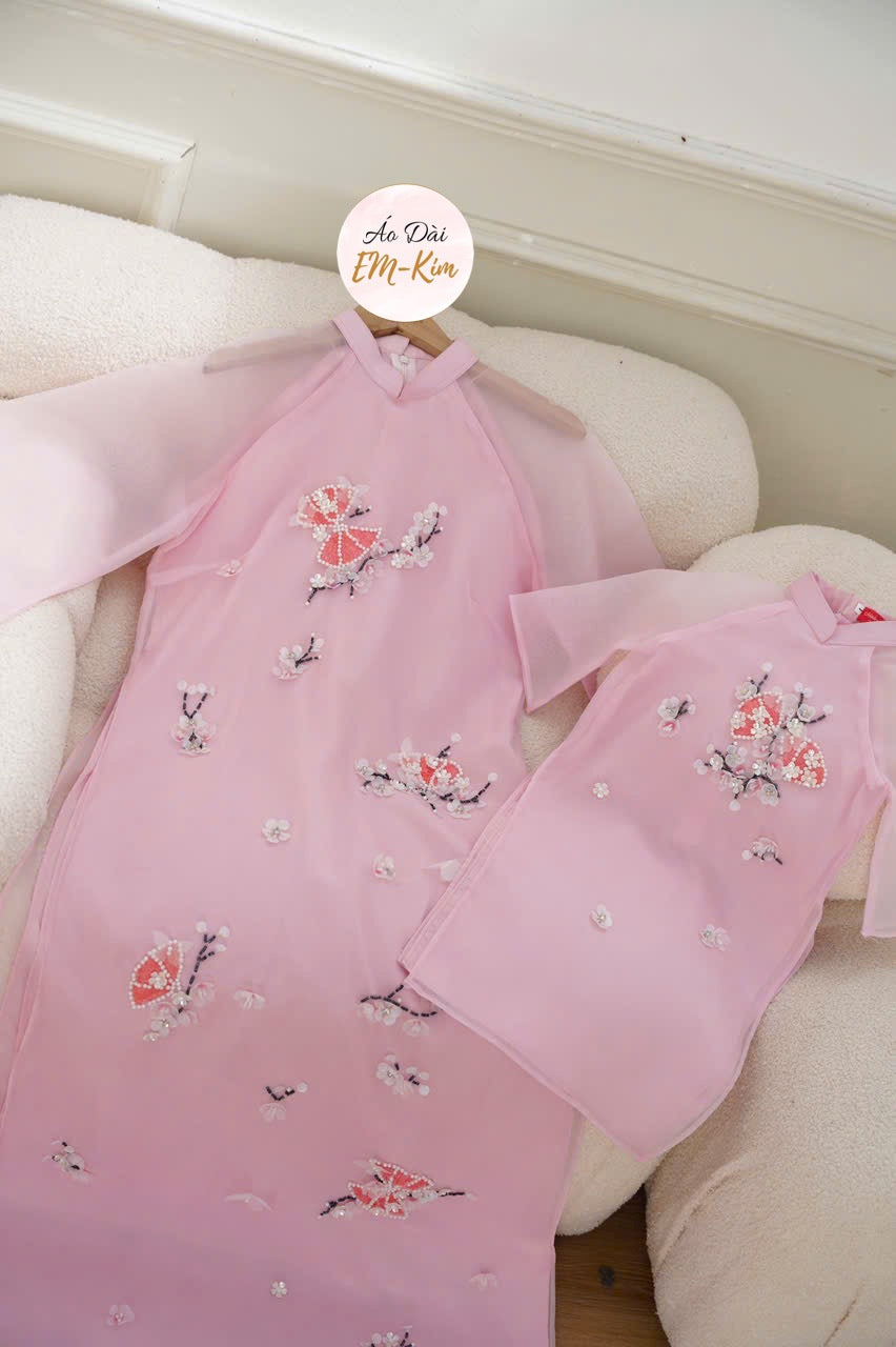 Mommy and me matching ao dai| Ao Dai Me va Be modern silk organza| | Lunar New Year| MB47