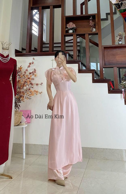 Pink Tapta with Pearl Ao Dai, D31